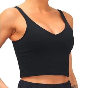 NWT the gym people Women's Black padded sports bra Crop Top  size large